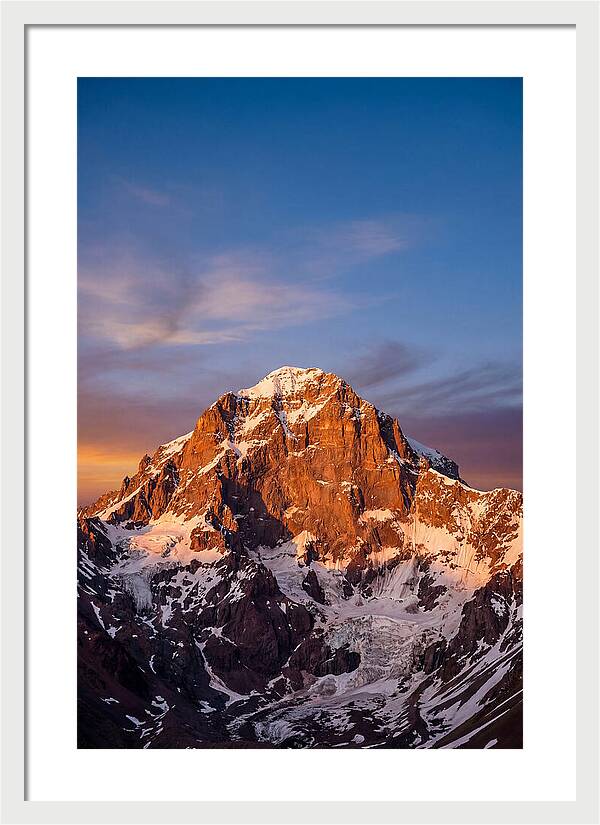 Aconcagua South Face At Golden Hour