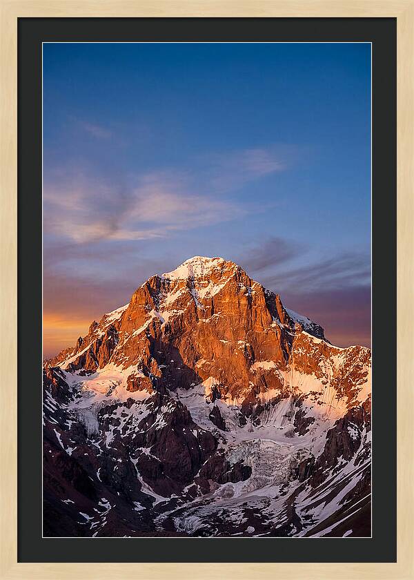 Aconcagua South Face At Golden Hour