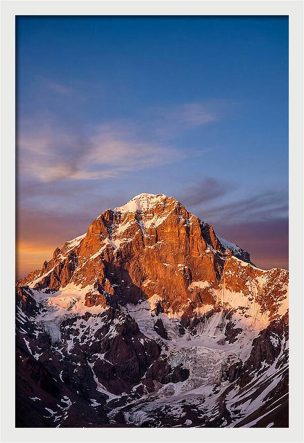 Aconcagua South Face At Golden Hour