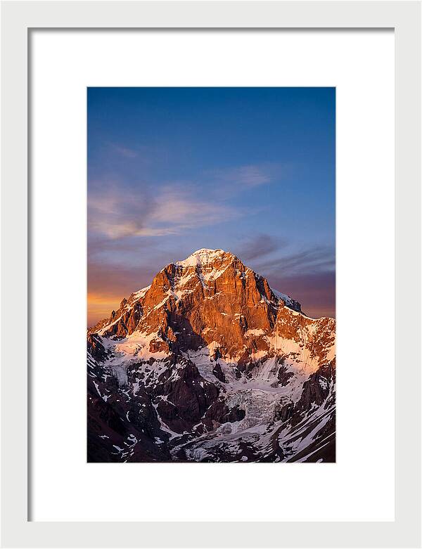 Aconcagua South Face At Golden Hour