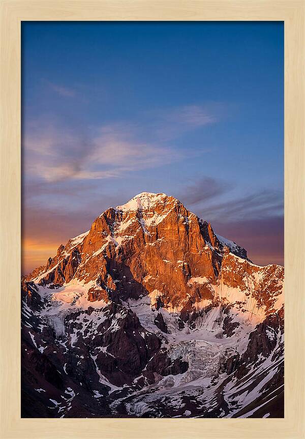Aconcagua South Face At Golden Hour