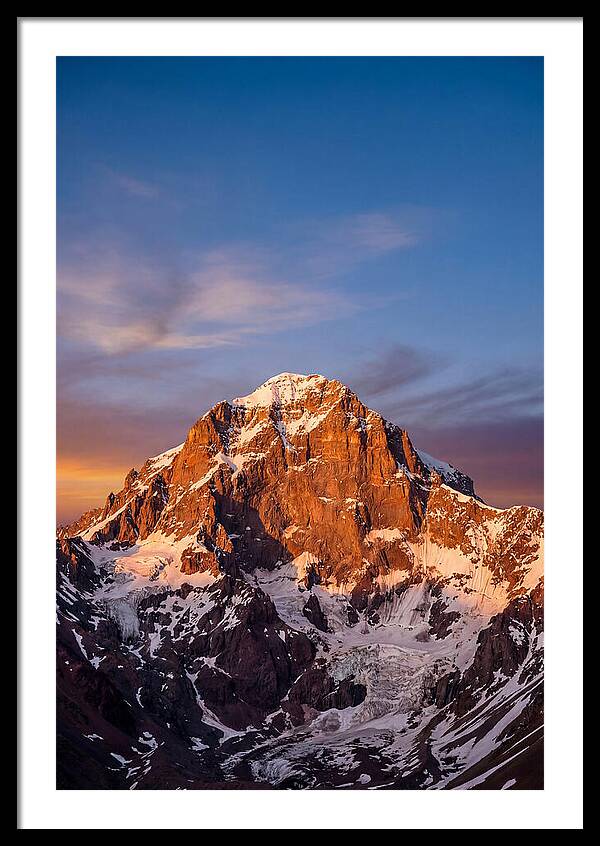 Aconcagua South Face At Golden Hour