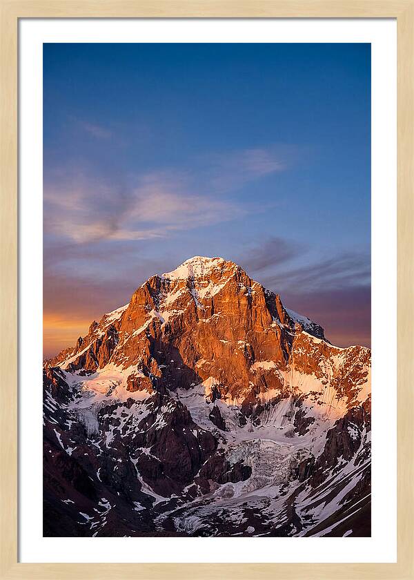 Aconcagua South Face At Golden Hour
