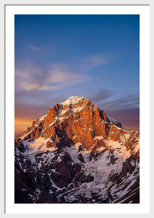 Aconcagua South Face At Golden Hour
