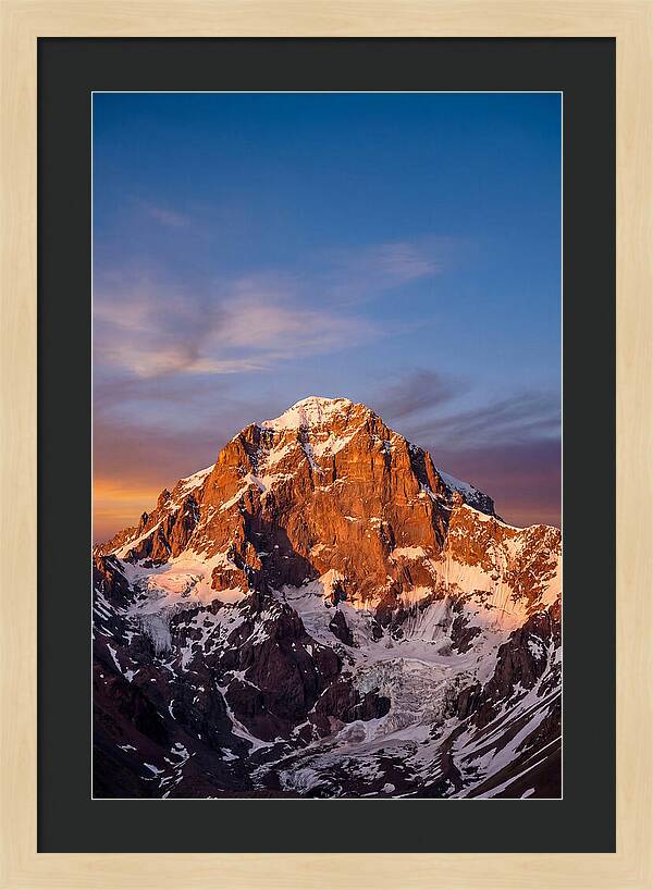 Aconcagua South Face At Golden Hour