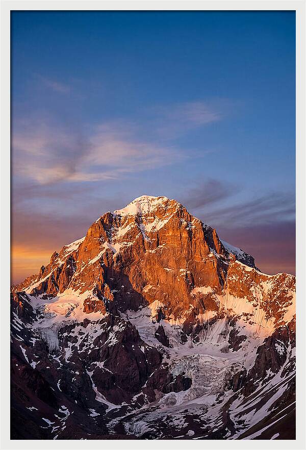 Aconcagua South Face At Golden Hour