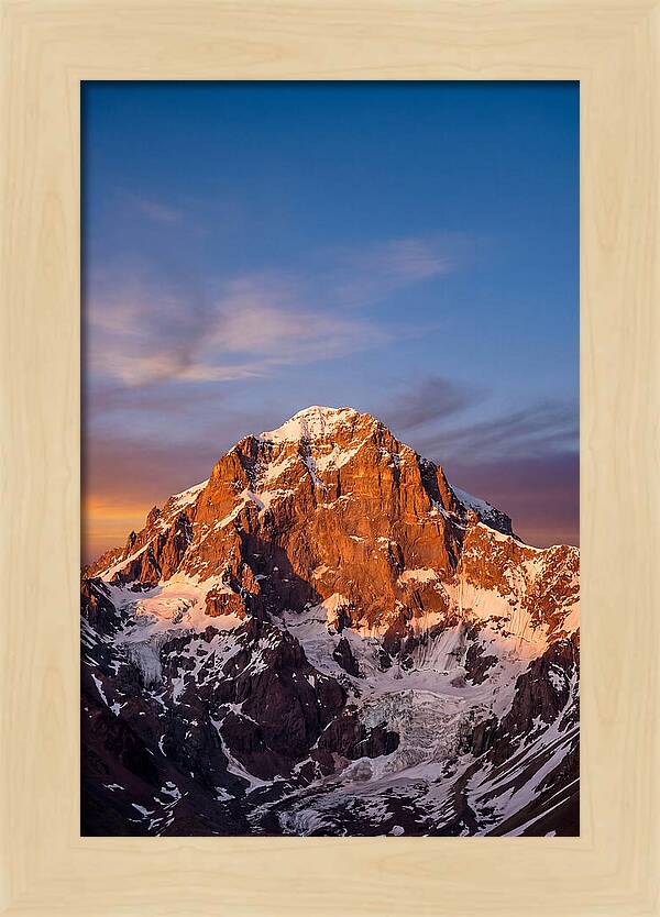 Aconcagua South Face At Golden Hour