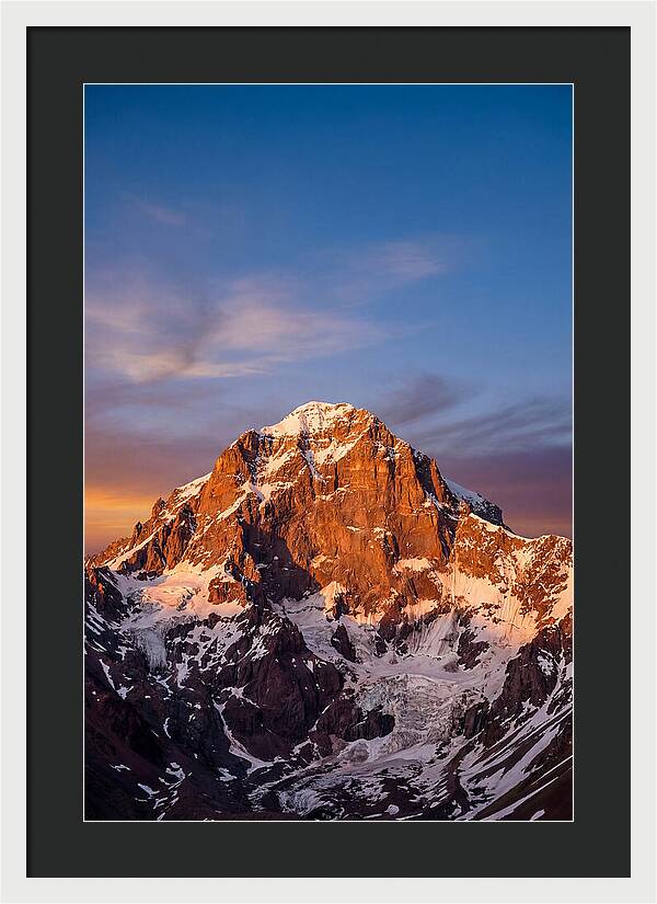Aconcagua South Face At Golden Hour