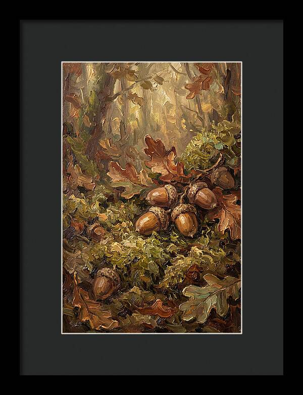 Acorns Nestled In Moss