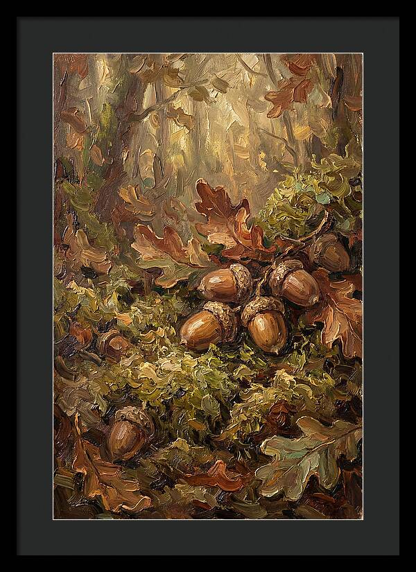 Acorns Nestled In Moss