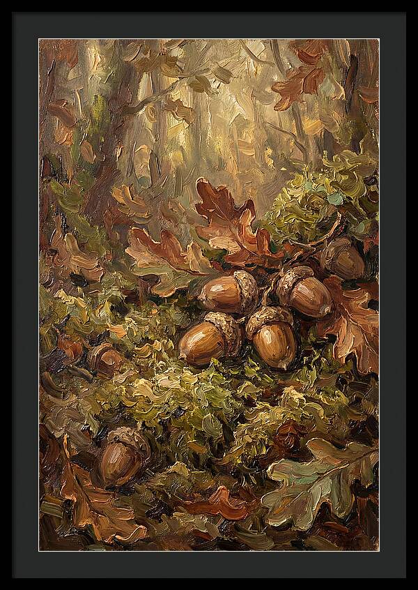 Acorns Nestled In Moss