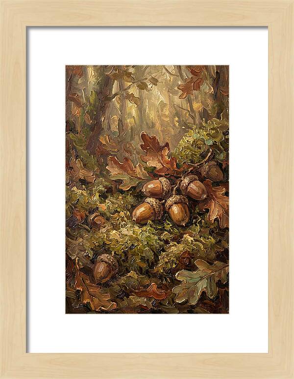 Acorns Nestled In Moss