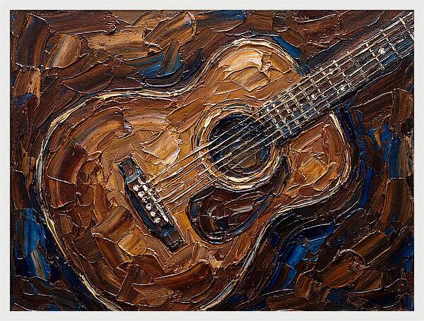 Acoustic Guitar In Palette Knife Style