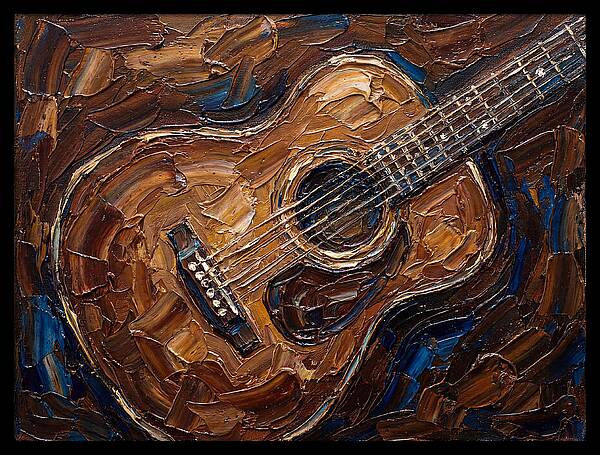 Acoustic Guitar In Palette Knife Style