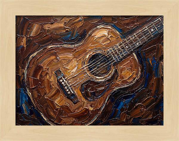 Acoustic Guitar In Palette Knife Style