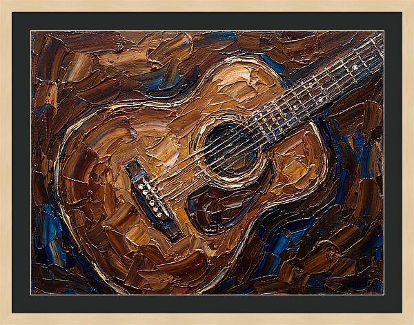 Acoustic Guitar In Palette Knife Style