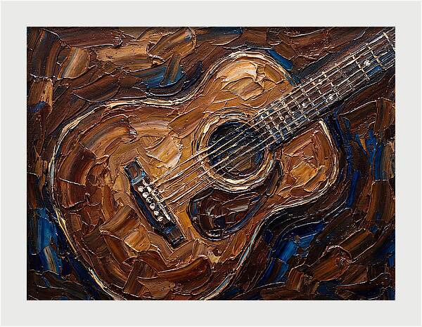 Acoustic Guitar In Palette Knife Style