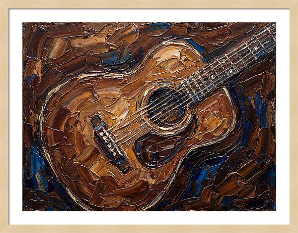 Acoustic Guitar In Palette Knife Style