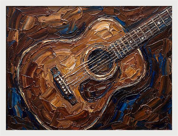 Acoustic Guitar In Palette Knife Style