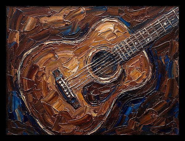 Acoustic Guitar In Palette Knife Style