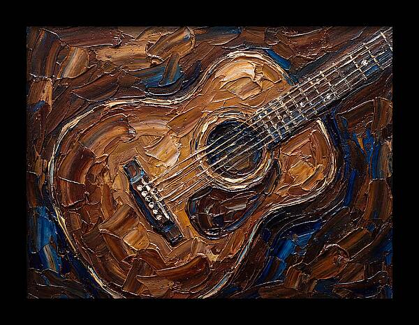 Acoustic Guitar In Palette Knife Style