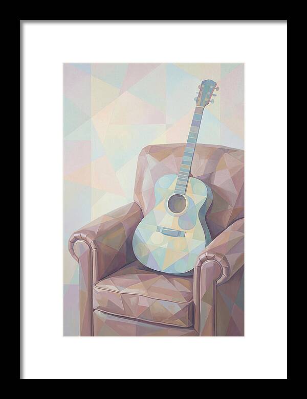 Acoustic Guitar On Worn Leather Chair