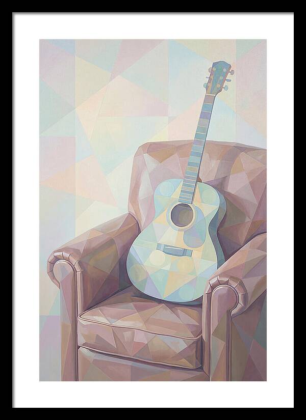 Acoustic Guitar On Worn Leather Chair
