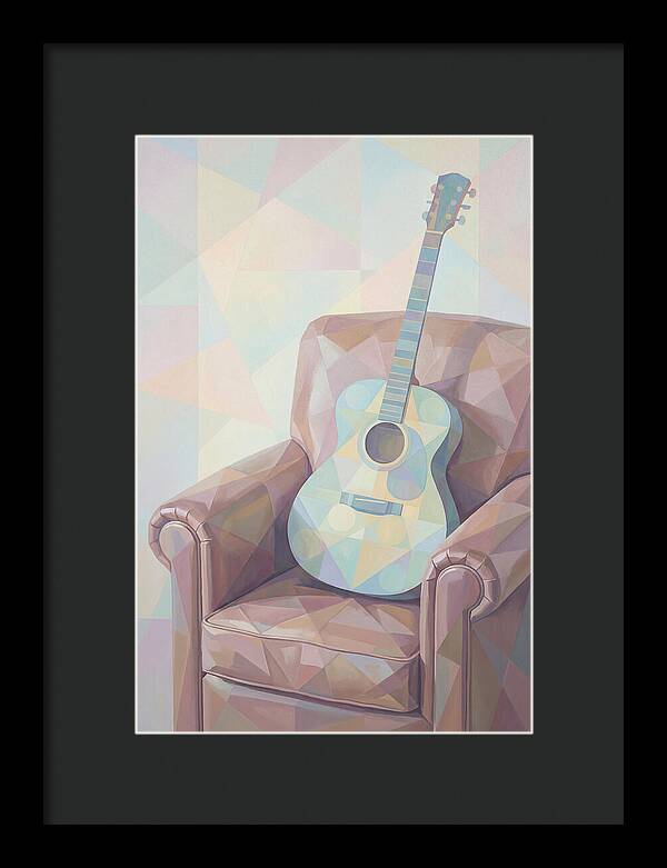 Acoustic Guitar On Worn Leather Chair