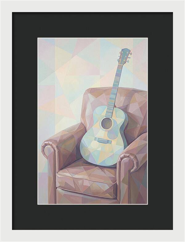 Acoustic Guitar On Worn Leather Chair