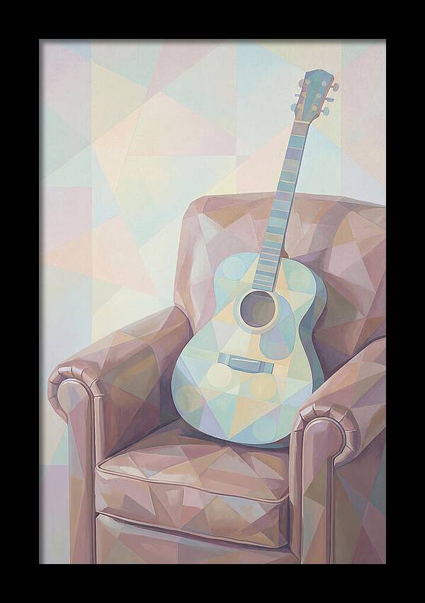 Acoustic Guitar On Worn Leather Chair