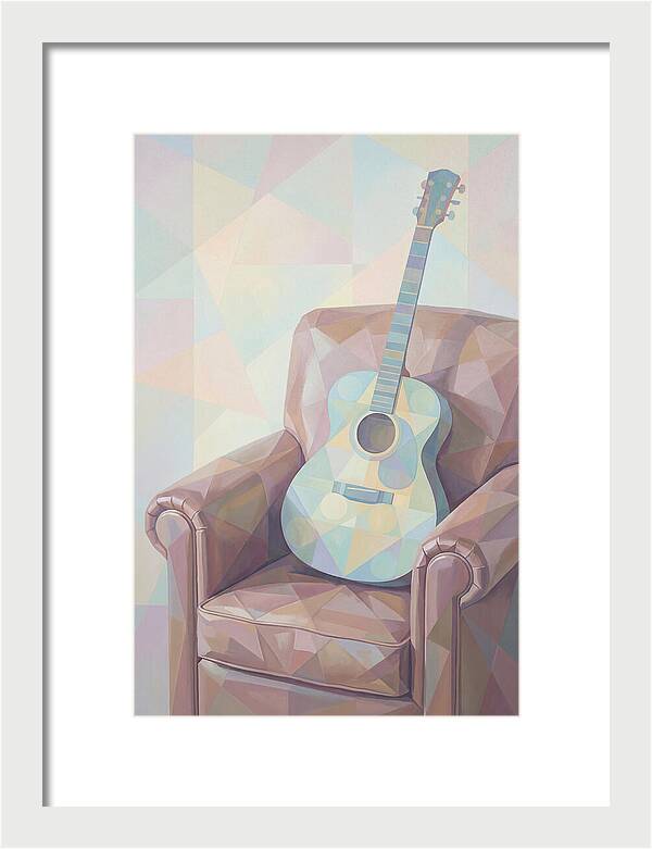 Acoustic Guitar On Worn Leather Chair
