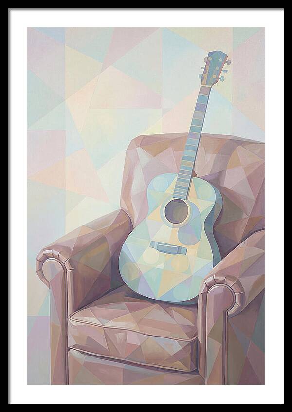 Acoustic Guitar On Worn Leather Chair