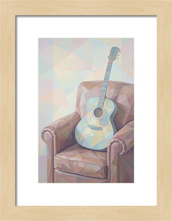 Acoustic Guitar On Worn Leather Chair