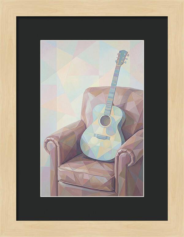 Acoustic Guitar On Worn Leather Chair