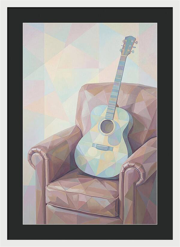 Acoustic Guitar On Worn Leather Chair