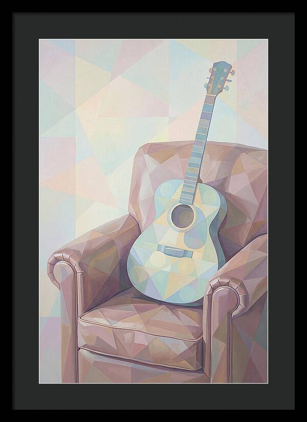 Acoustic Guitar On Worn Leather Chair