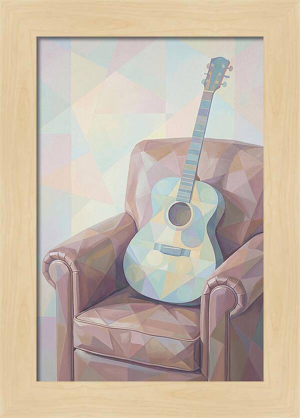 Acoustic Guitar On Worn Leather Chair