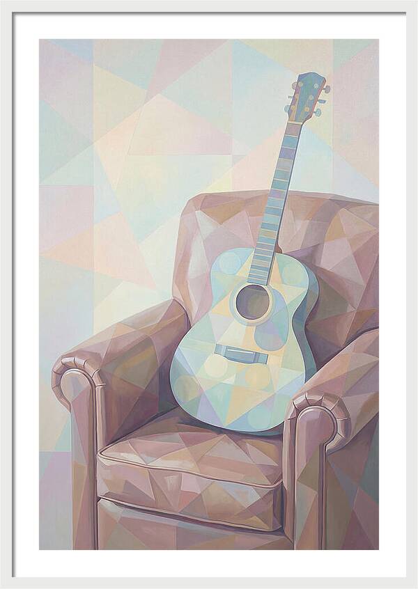 Acoustic Guitar On Worn Leather Chair