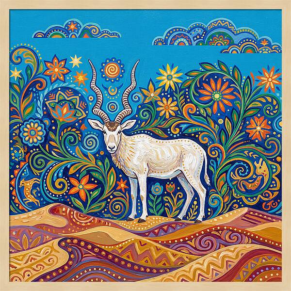 Addax In Vibrant Landscape