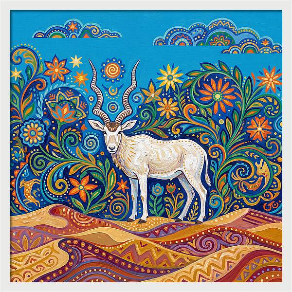 Addax In Vibrant Landscape