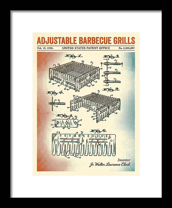 Adjustable Barbecue Grill Retro Patent Us2965097a