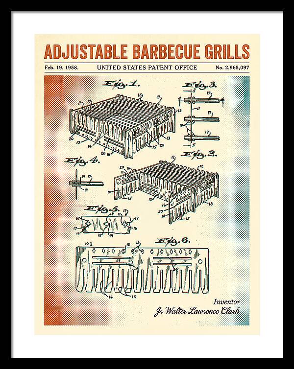 Adjustable Barbecue Grill Retro Patent Us2965097a