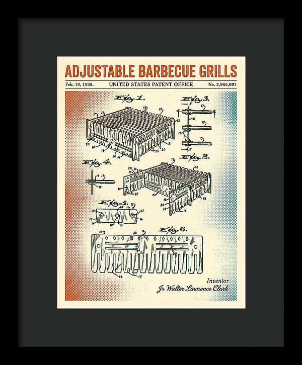 Adjustable Barbecue Grill Retro Patent Us2965097a