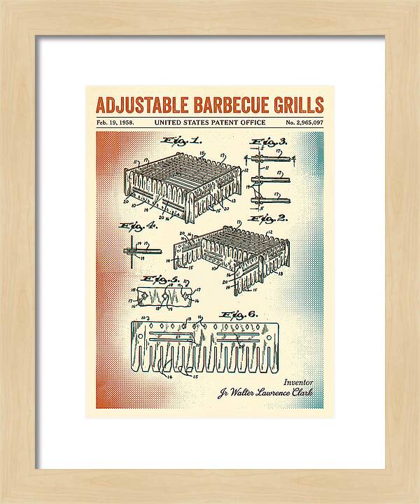 Adjustable Barbecue Grill Retro Patent Us2965097a