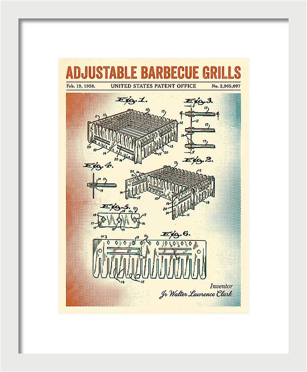 Adjustable Barbecue Grill Retro Patent Us2965097a