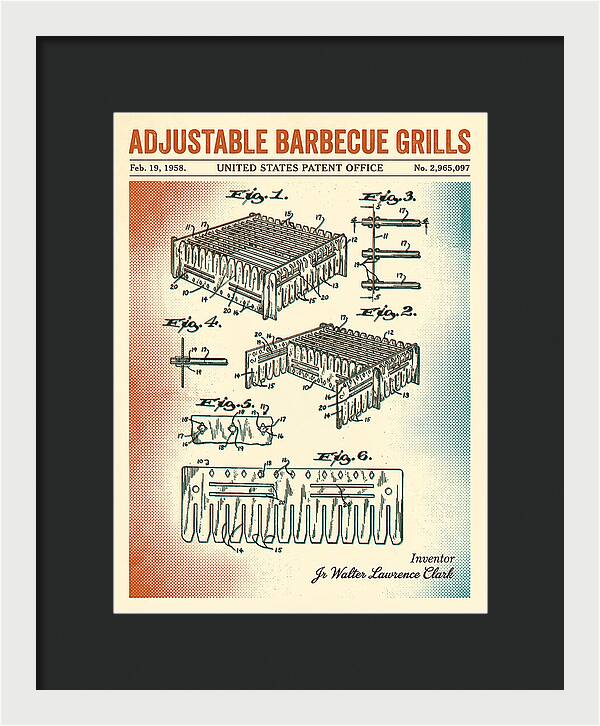 Adjustable Barbecue Grill Retro Patent Us2965097a