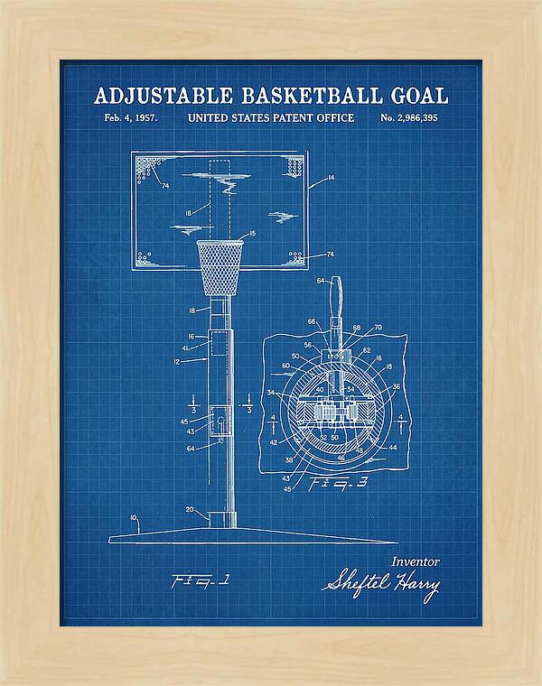 Adjustable Basketball Goal Blueprint Patent Us2986395