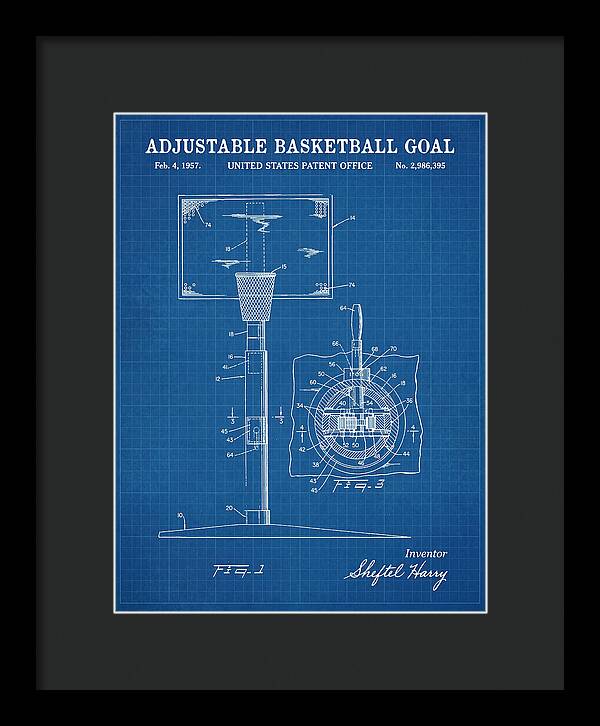 Adjustable Basketball Goal Blueprint Patent Us2986395