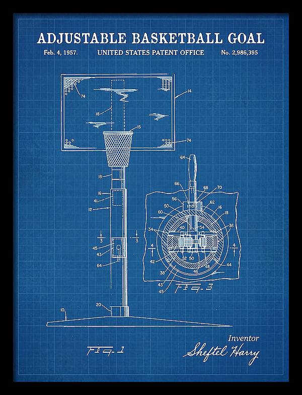 Adjustable Basketball Goal Blueprint Patent Us2986395