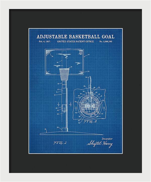 Adjustable Basketball Goal Blueprint Patent Us2986395